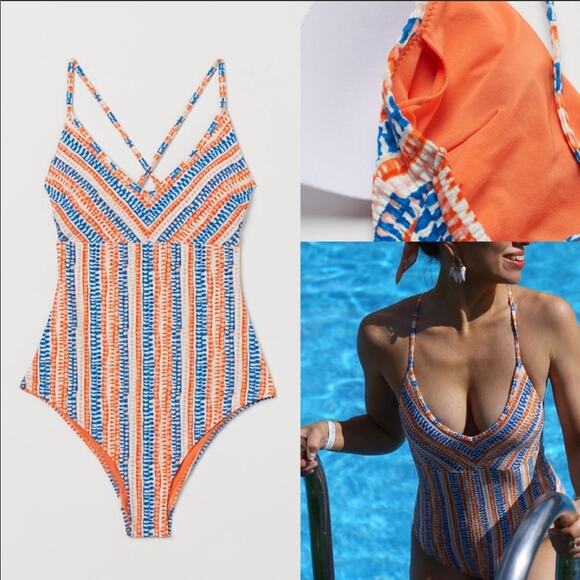 LEMLEM x H&M One Piece striped Bathing Suit Size Small - Picture 1 of 7